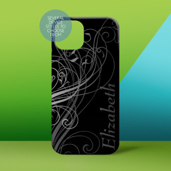 Abstract Swirls With Area For Name Iphone 15 Case by iphone_ipad_cases at Zazzle