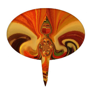 Abstract Swirls with Teardrop Center Art Print Cake Topper