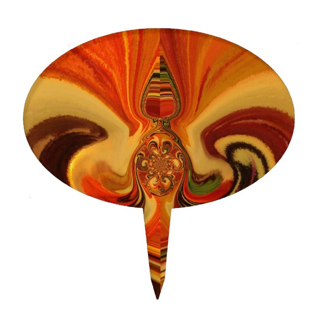 Abstract Swirls with Teardrop Center Art Print Cake Topper (Front)