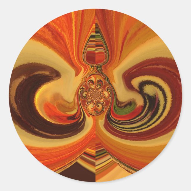 Abstract Swirls with Teardrop Center Art Print Classic Round Sticker (Front)