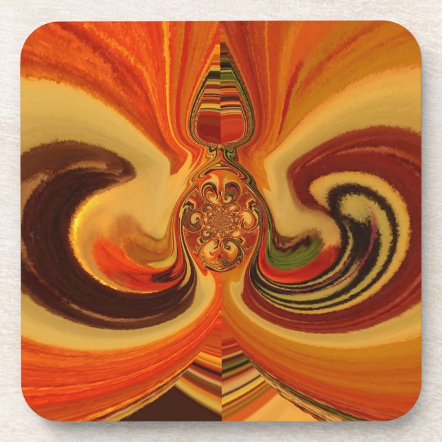 Abstract Swirls with Teardrop Center Art Print Coaster (Front)
