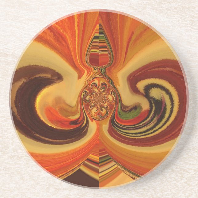 Abstract Swirls with Teardrop Center Art Print Drink Coaster (Front)