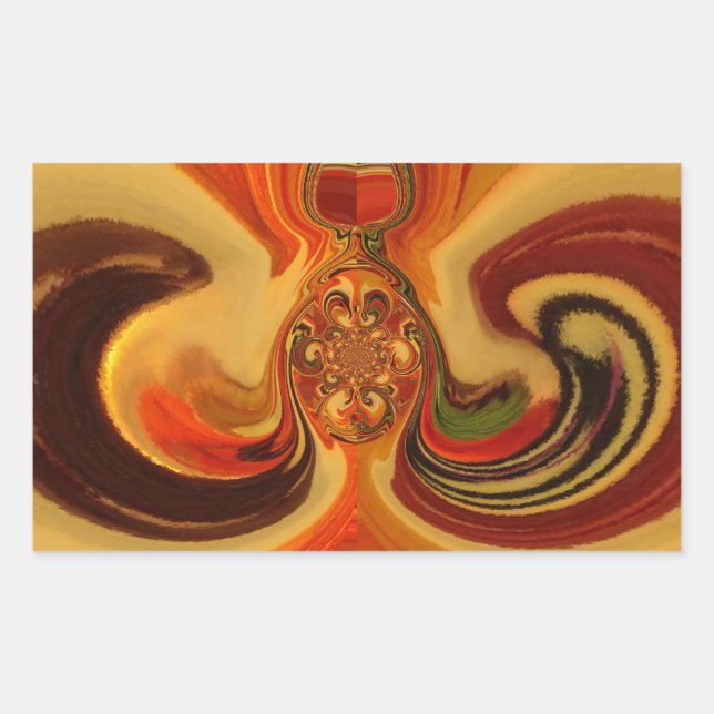 Abstract Swirls with Teardrop Center Art Print Rectangular Sticker (Front)