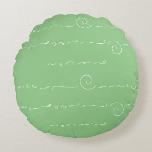 Abstract Symbolism on Sage and Light Teal Round Pillow