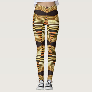 abstract symmertic brown art bars leggings