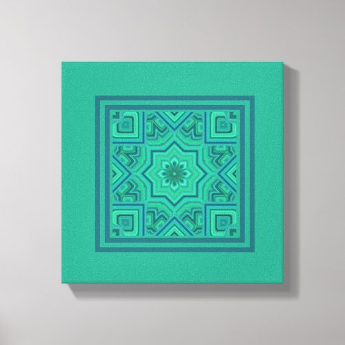 Abstract Symmetric Floral Teal original wall art