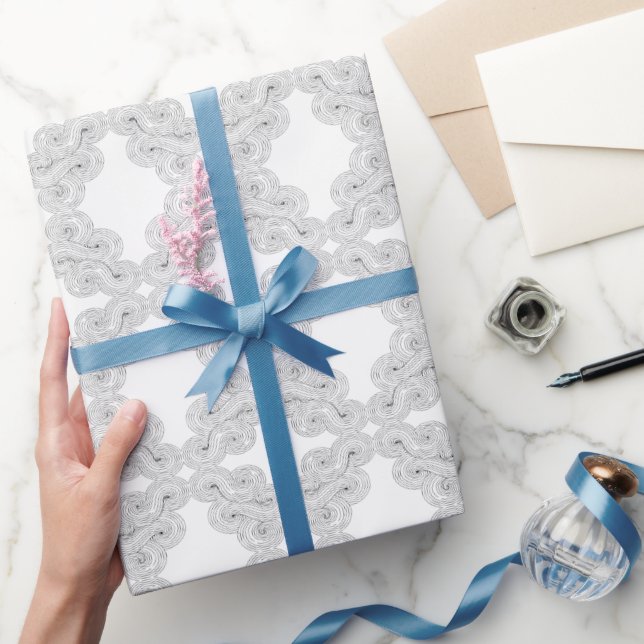 Abstract symmetrical pattern with spiral waves wrapping paper (Gifting)