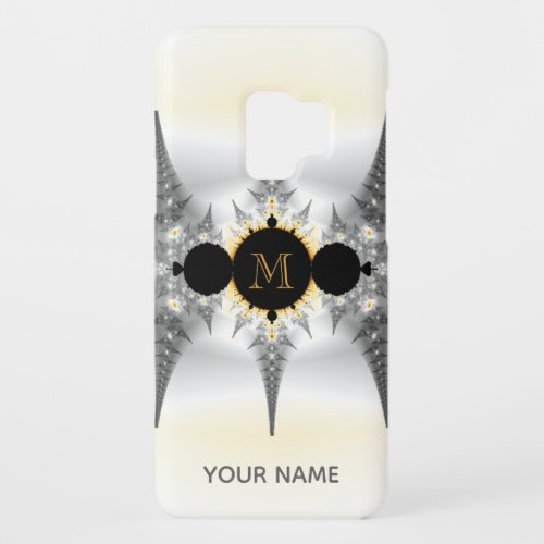 Abstract Symmetrical Silver Fractal Name Monogram Case_Mate Samsung Galaxy S9 Case