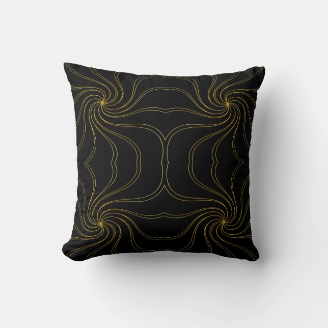 Abstract Symmetrical Swirl Line Seamless Pattern Throw Pillow (Front)