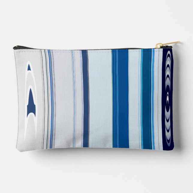Abstract Symphony in Blue 5 (Vertical Lines) Accessory Pouch (Back)