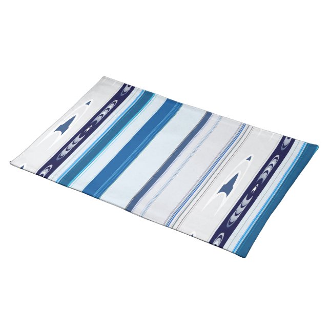 Abstract Symphony in Blue 5 (Vertical Lines) Cloth Placemat (On Table)
