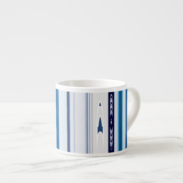 Abstract Symphony in Blue 5 (Vertical Lines) Espresso Cup (Front Right)
