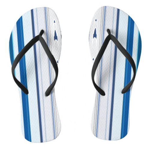 Abstract Symphony in Blue 5 Vertical Lines Flip Flops