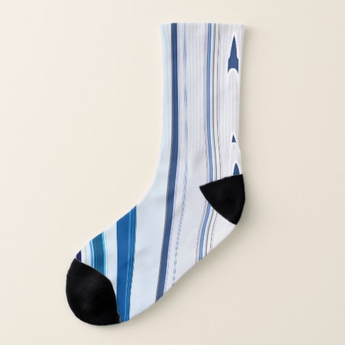 Abstract Symphony in Blue 5 Vertical Lines Socks