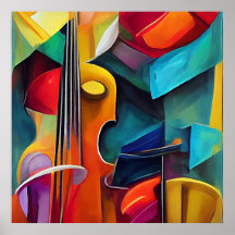Abstract Symphony Painting of Violin, Printable