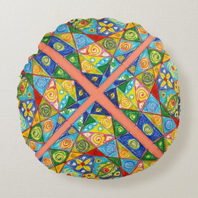 Abstract system round pillow (Front)