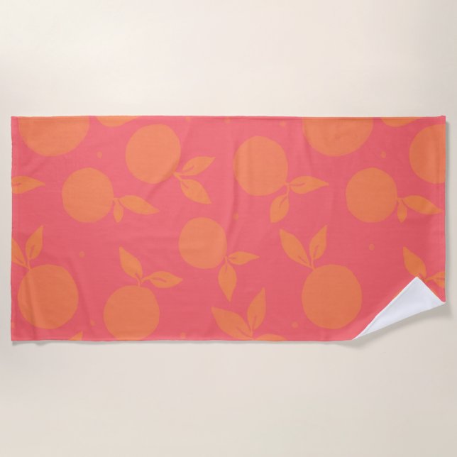 Abstract tangerine pattern beach towel (Front)