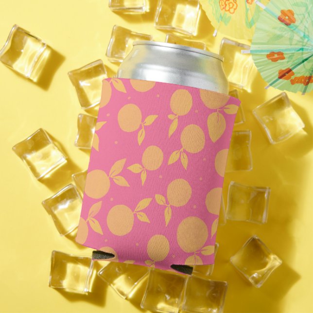 Abstract tangerine pink and yellow pattern can cooler (In Situ Summer)