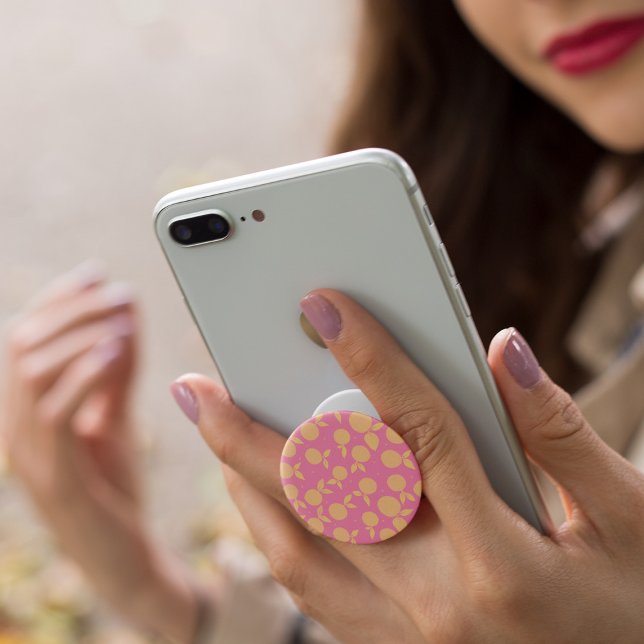 Abstract tangerine pink and yellow pattern PopSocket (Creator Uploaded)