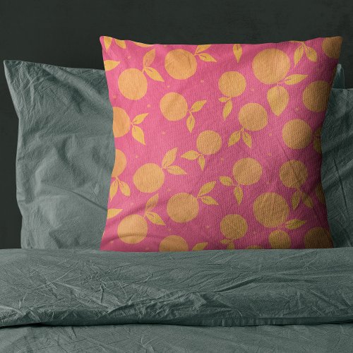 Abstract tangerine pink and yellow pattern throw pillow