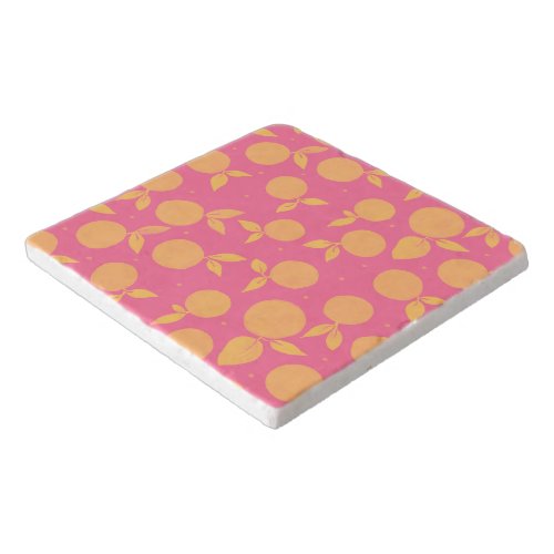 Abstract tangerine pink and yellow pattern trivet
