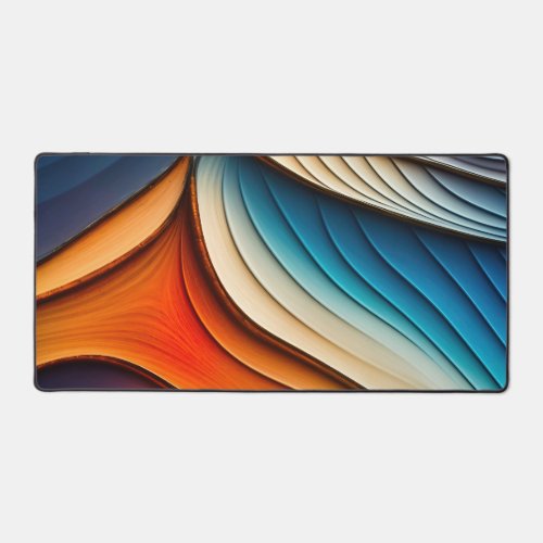 Abstract Teal and Orange Waves Desk Mat
