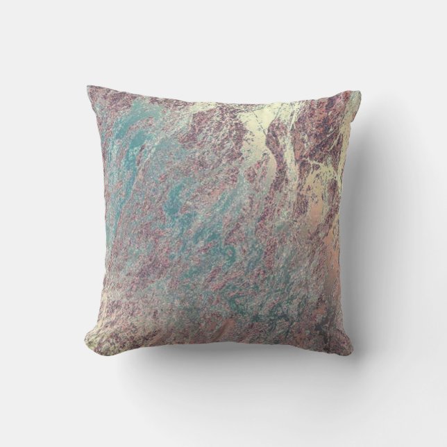 Abstract teal Aqua Rose Gold VIP Marble Pastel Throw Pillow (Front)