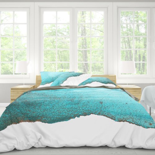 Abstract Teal Black Gold Organic Art Duvet Cover