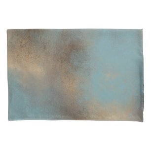 Abstract Teal Blue Gold Art Pillowcase