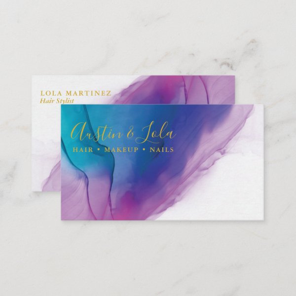 Abstract Teal Blue Pink Inkwell Business Card
