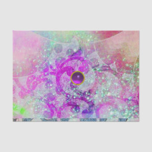 ABSTRACT TEAL BLUE,PINK WAVES,SPARKLES,PURPLE GEM TISSUE PAPER