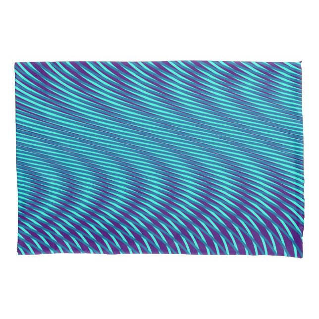 Abstract Teal Blue Psychedelic Stripes Mesmerizing Pillow Case (Front)