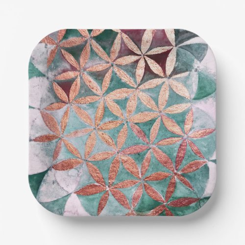 Abstract Teal Blush Pink Pastel Watercolor Pattern Paper Plates