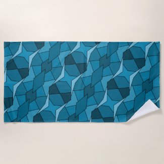 Abstract Teal Geometric Shapes Beach Towel