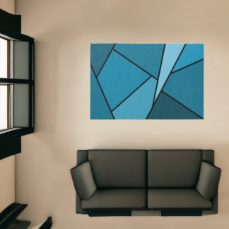 Abstract Teal Geometric Shapes Rug
