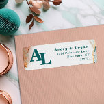 Abstract Teal & Gold Monogram Return Address Label<br><div class="desc">Modern Abstract Ethereal Watercolor Teal & Gold Monogrammed Return Address Labels. This rustic design is beautify hand-painted with rich colors that are perfect for Fall. Shown in the Dark Teal Wedding Color Palette colorway of: Dark Teal Peacock Green, Copper Rust, Dusty Gold, Almond Grove, and Bisque Beige. With faux Metallic...</div>