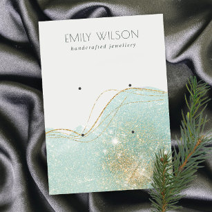 Abstract Teal Green Glitter  2 Earring Display Business Card