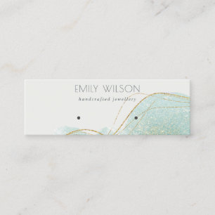 Abstract Teal Green Glitter Shiny Earring Display Mini Business Card