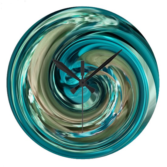 Abstract Teal N Gold Dolphin Swirl Clock