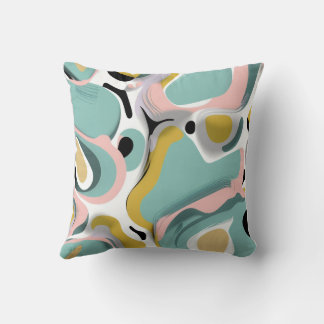 Abstract Teal, Pink and White Design Throw Pillow