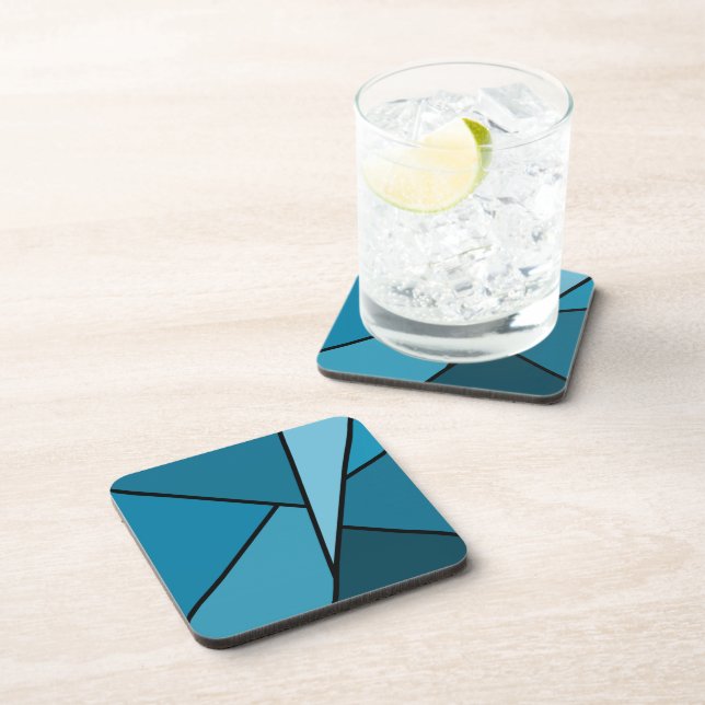 Abstract Teal Polygons Beverage Coaster (Right Side)
