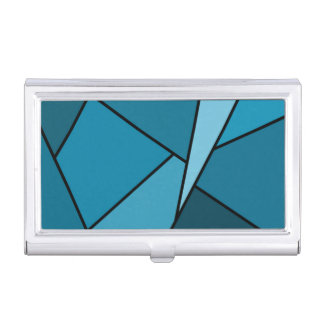 Abstract Teal Polygons Business Card Holder