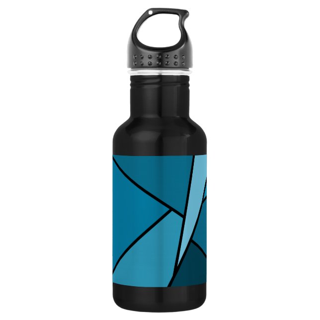 Abstract Teal Polygons Stainless Steel Water Bottle (Front)