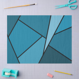 Abstract Teal Polygons Tissue Paper
