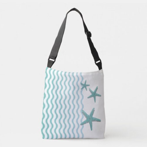 Abstract Teal Seaside With Starfish Tote