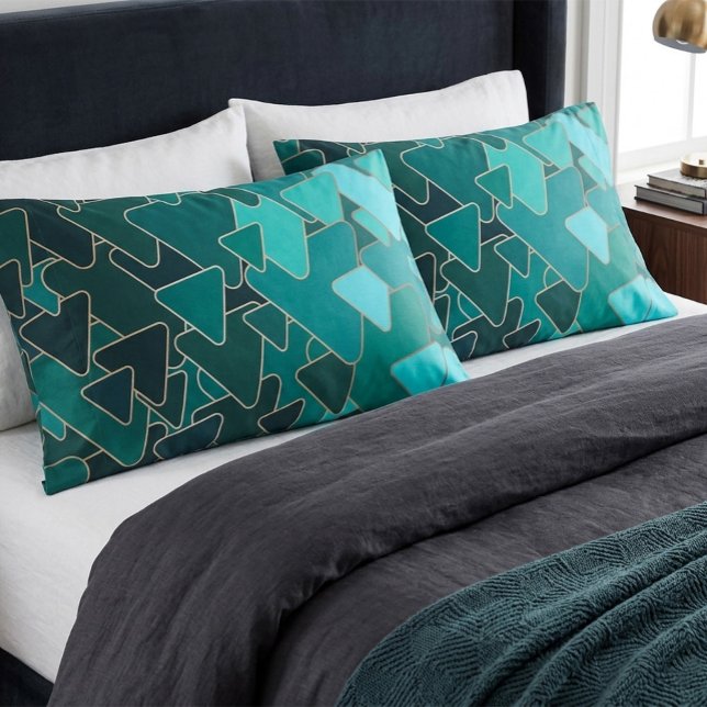 Abstract Teal Triangle Geometric Pillow Case (Creator Uploaded)