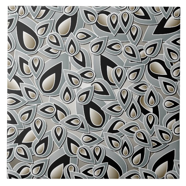 Abstract Teardrop Leaf Ceramic Tile (Front)