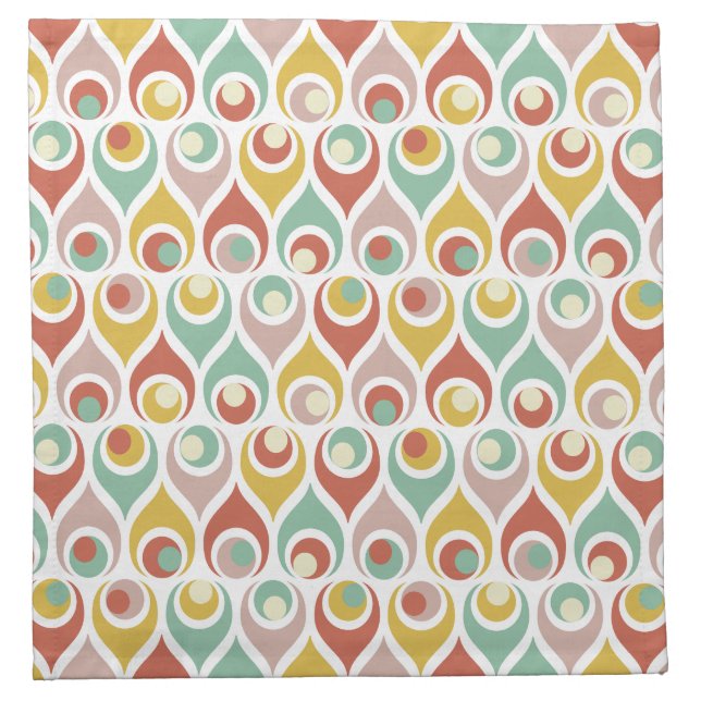 Abstract Teardrop Shapes Retro Mid Century Pattern Cloth Napkin (Front)