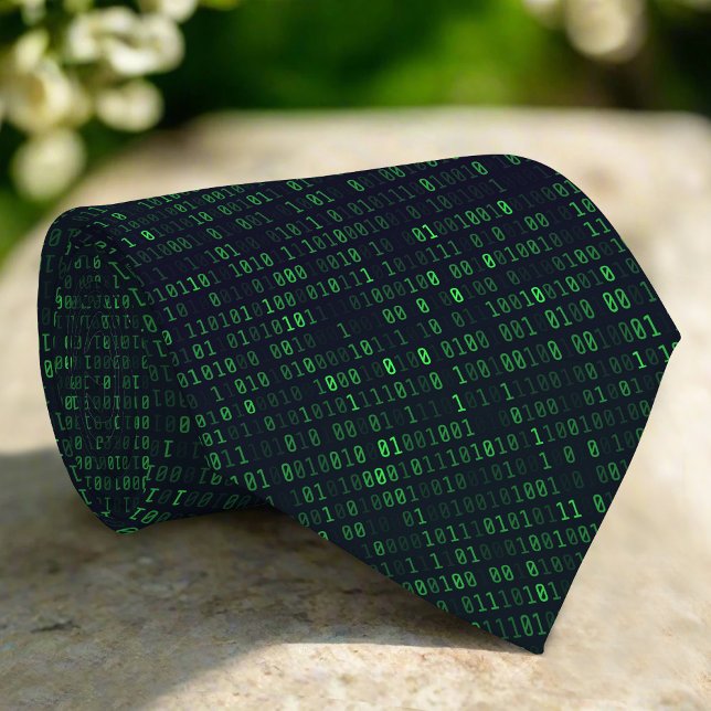 Abstract Technology Binary Code Digital IT Pattern Neck Tie (Creator Uploaded)