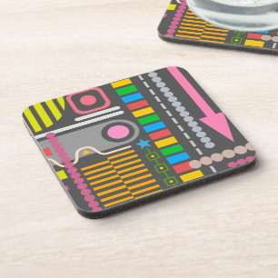 Abstract Technology Control Panel Pattern Beverage Coaster
